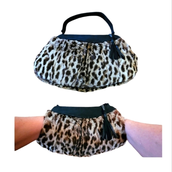 1940's Genuine Leopard and Suede Muff Handbag - Picture 1 of 6
